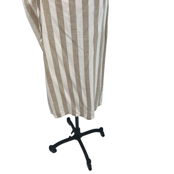 Lioness Fazio Skirt Set Tee Shirt Pinstripe Neutral Linen Nude White Size Medium - Picture 5 of 16